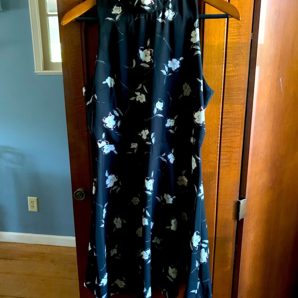 Floral high neck sleeveless dress